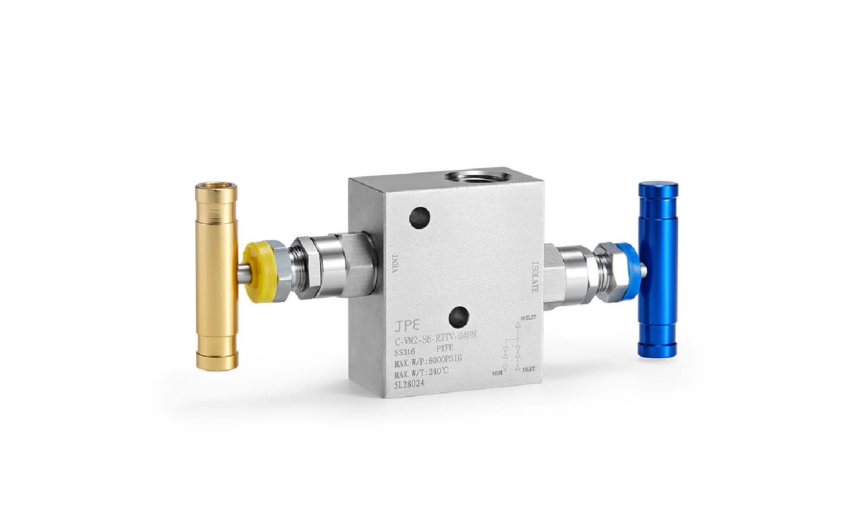 SS316L JPE 二阀组螺纹接口一体R2型1/2"内螺纹NPT (附石墨的垫片)