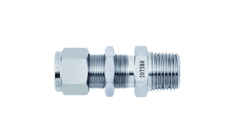 铜 JPE 卡套外螺纹穿板直通接头12mm卡套1/4"BSPT