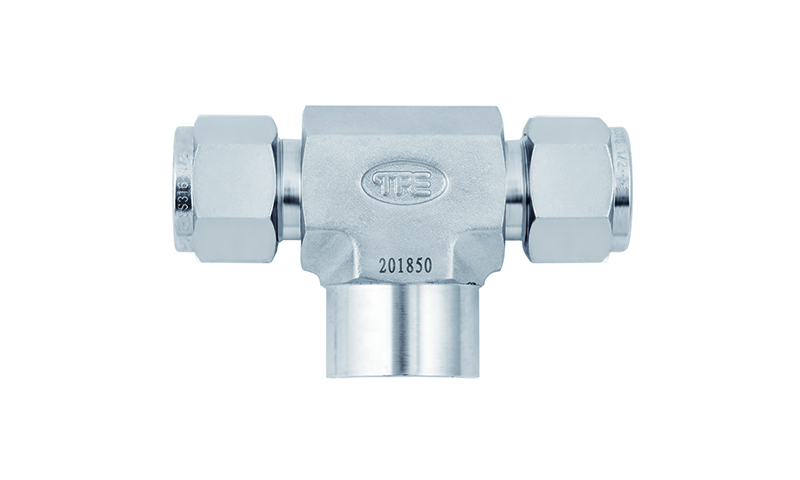 SS316L JPE 中心内螺纹卡套三通1"卡套3/4"BSPT