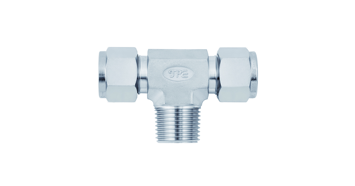 SS316L JPE 中心外螺纹卡套三通4mm卡套1/4"BSPT